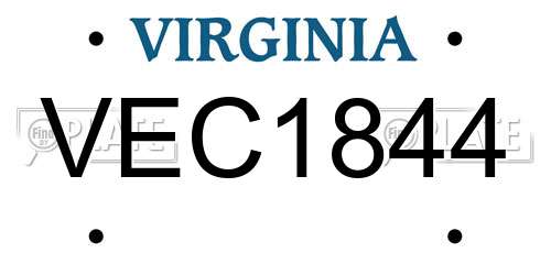 VEC1844 Virginia License Plate