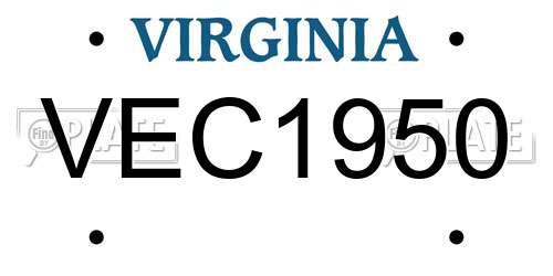 VEC1950 Virginia License Plate