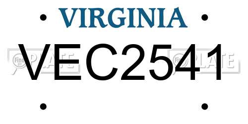 VEC2541 Virginia License Plate