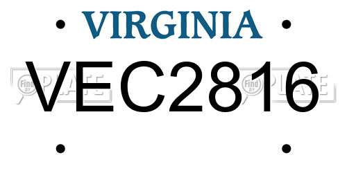 VEC2816 Virginia License Plate
