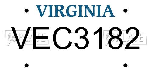 VEC3182 Virginia License Plate