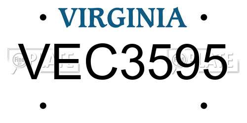 VEC3595 Virginia License Plate