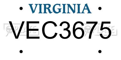 VEC3675 Virginia License Plate