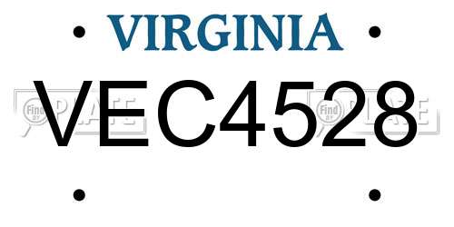 VEC4528 Virginia License Plate