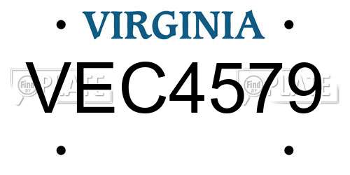 VEC4579 Virginia License Plate