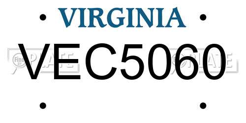 VEC5060 Virginia License Plate