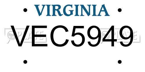 VEC5949 Virginia License Plate