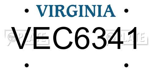 VEC6341 Virginia License Plate