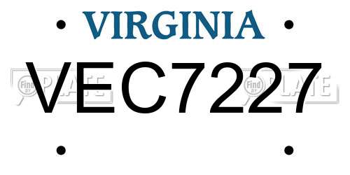 VEC7227 Virginia License Plate
