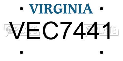 VEC7441 Virginia License Plate