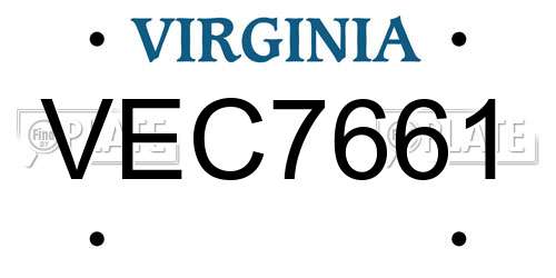 VEC7661 Virginia License Plate