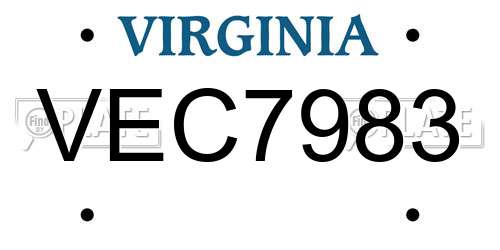 VEC7983 Virginia License Plate