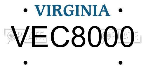 VEC8000 Virginia License Plate