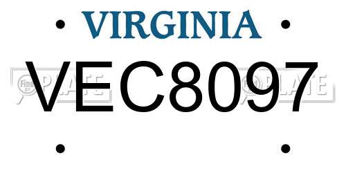 VEC8097 Virginia License Plate