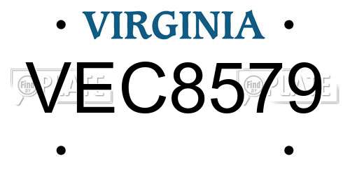 VEC8579 Virginia License Plate