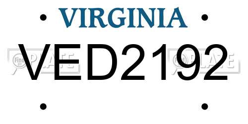 VED2192 Virginia License Plate