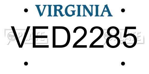 VED2285 Virginia License Plate