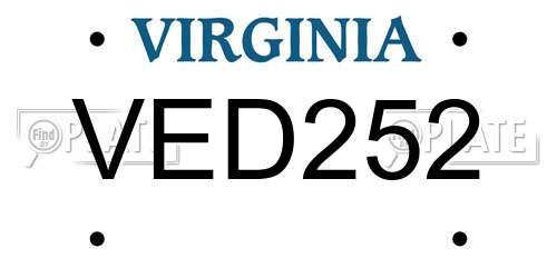 VED252 Virginia License Plate