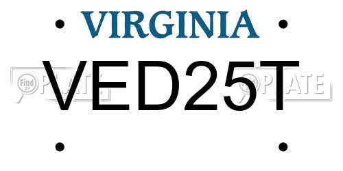 VED25T Virginia License Plate