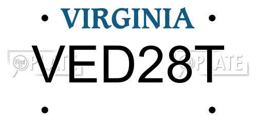 VED28T Virginia License Plate
