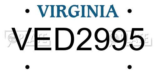 VED2995 Virginia License Plate