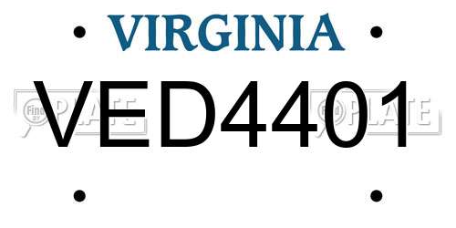 VED4401 Virginia License Plate