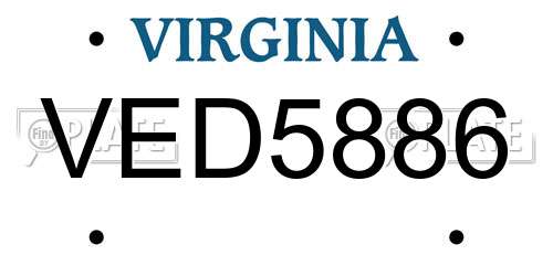 VED5886 Virginia License Plate