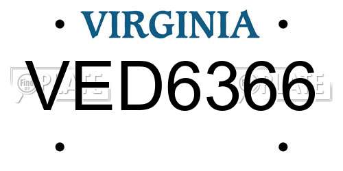 VED6366 Virginia License Plate