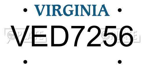 VED7256 Virginia License Plate