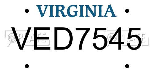 VED7545 Virginia License Plate
