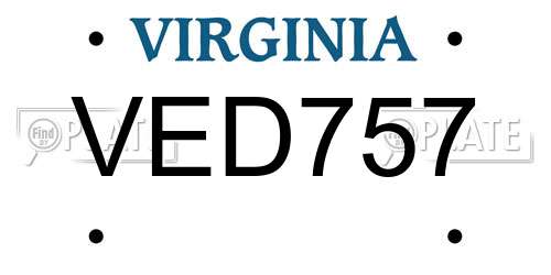 VED757 Virginia License Plate