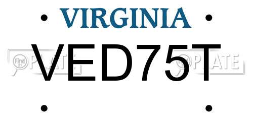VED75T Virginia License Plate