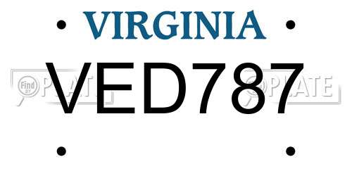 VED787 Virginia License Plate