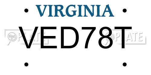 VED78T Virginia License Plate