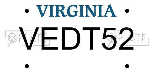 VEDT52 Virginia License Plate