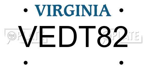 VEDT82 Virginia License Plate