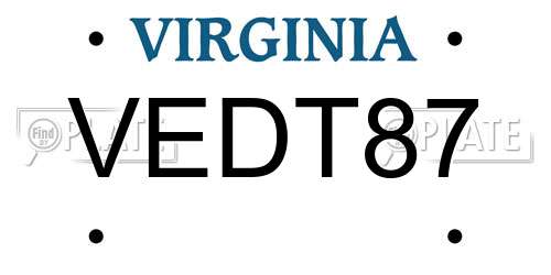 VEDT87 Virginia License Plate
