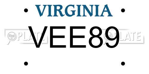 VEE89 Virginia License Plate
