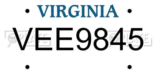 VEE9845 Virginia License Plate