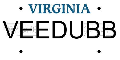 VEEDUBB Virginia License Plate