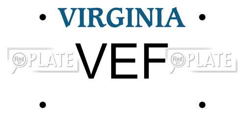 VEF Virginia License Plate