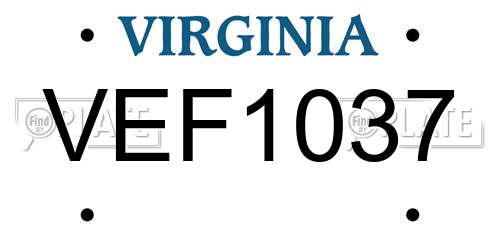 VEF1037 Virginia License Plate