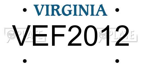 VEF2012 Virginia License Plate