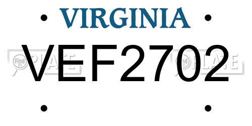 VEF2702 Virginia License Plate