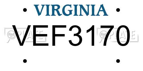 VEF3170 Virginia License Plate