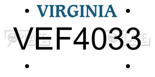 VEF4033 Virginia License Plate