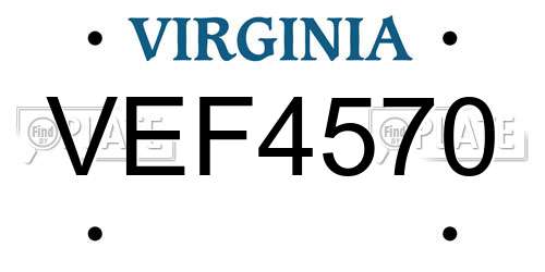 VEF4570 Virginia License Plate