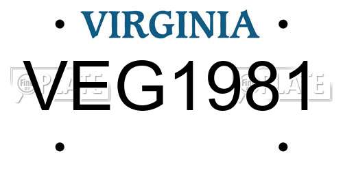 VEG1981 Virginia License Plate