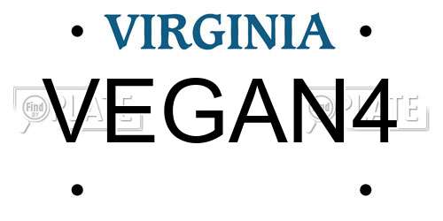 VEGAN4 Virginia License Plate