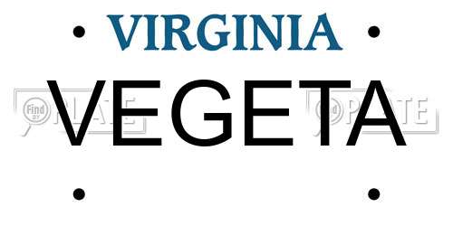 VEGETA Virginia License Plate